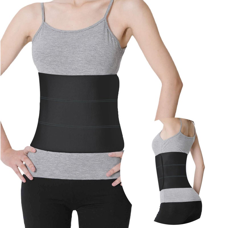 S Abdominal Binder Post Surgery Elastic Waist Band for Stomach Support Compression Bariatric Tummy Tuck Latexfree Breathable Belly Wrap Hernia Belt 60 75 3 PANEL 9 BLACK